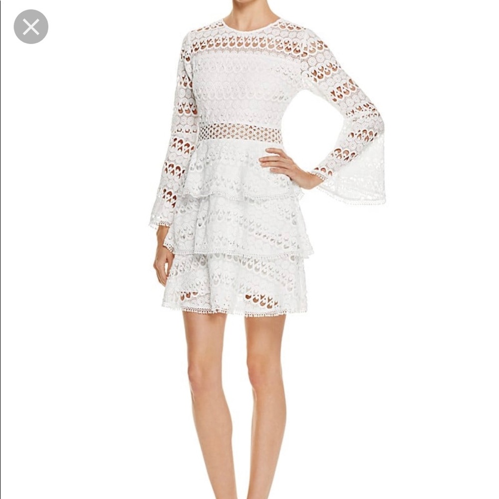 Aqua Bell Sleeve Lace Dress